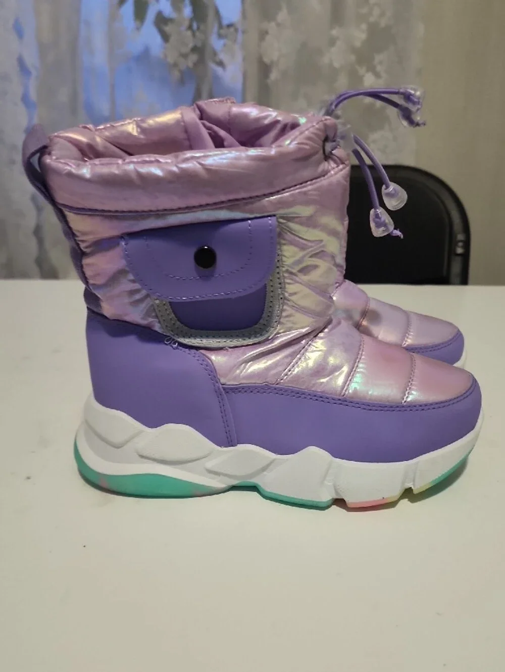 Kids Iridescent Purple Snow Boots